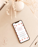 Strawberry Baby Shower Text Invite Girl Baby Shower Berry Sweet Baby on the Way Invite Strawberry Summer Baby Shower Editable Template | B7