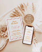 Save the Date Template | Wavy Hand Drawn Save the Date