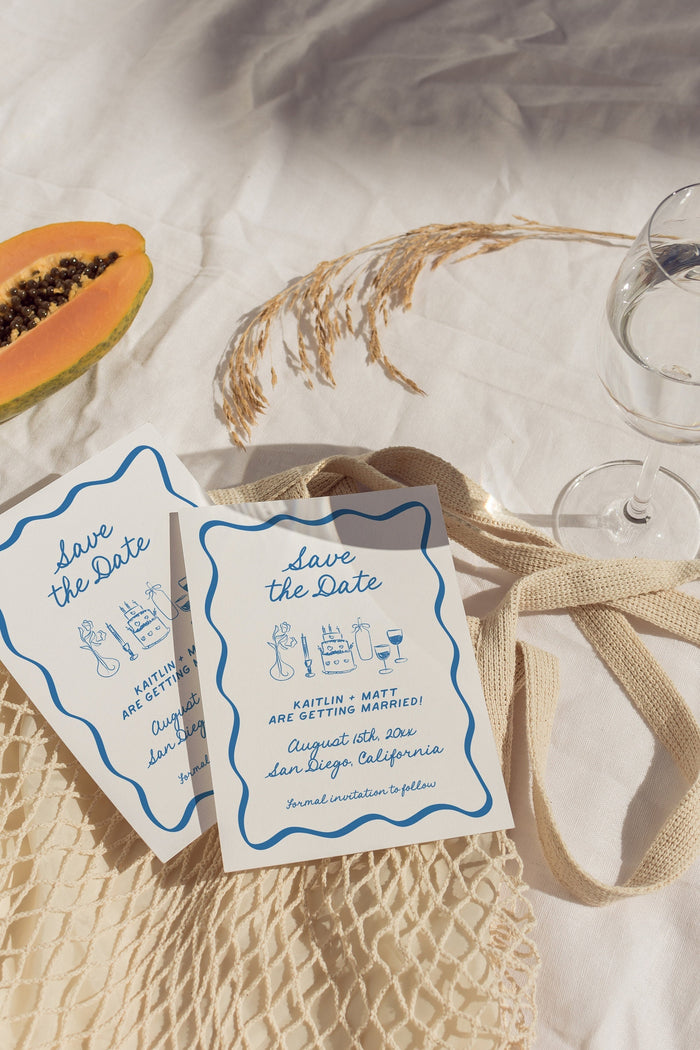 Save the Date Template | Wavy Hand Drawn Save the Date