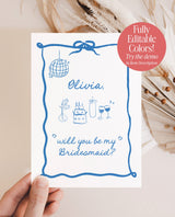 Bridesmaid Proposal Card Template | Will You Be My Bridesmaid
