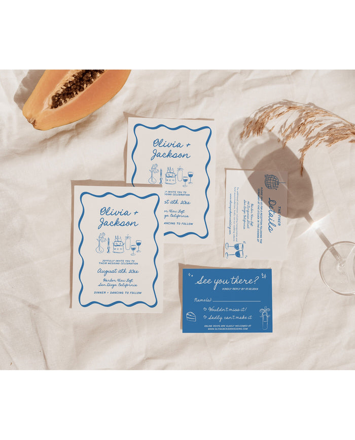 Wedding Invitation Template | Hand Drawn Illustrations