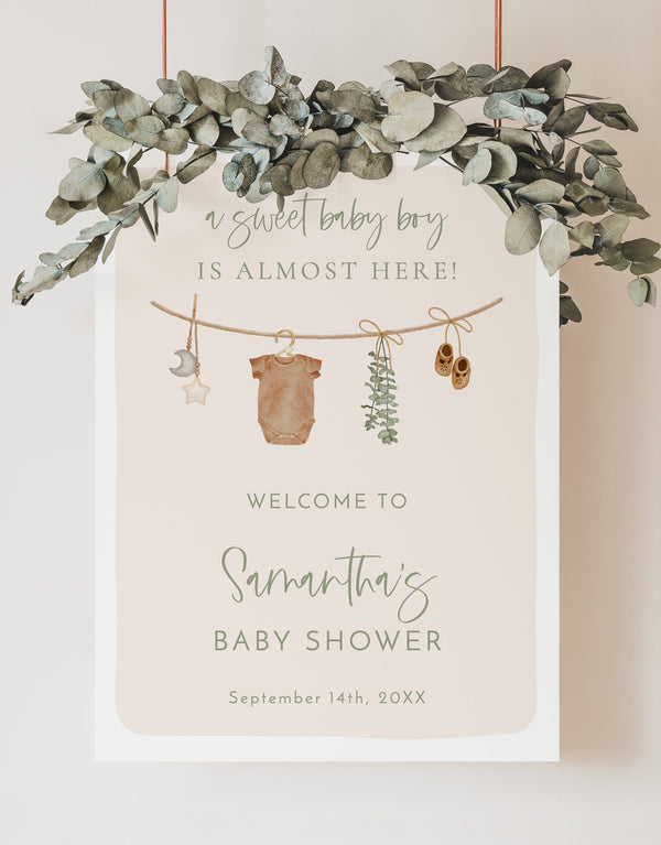 Boy Baby Shower Welcome Sign | Boho Baby Shower | Baby Clothes Shower | Baby Boy Shower | Baby Shower Welcome Sign | Editable Template C5