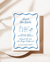 Save the Date Template | Wavy Hand Drawn Save the Date