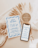 Save the Date Template | Wavy Hand Drawn Save the Date