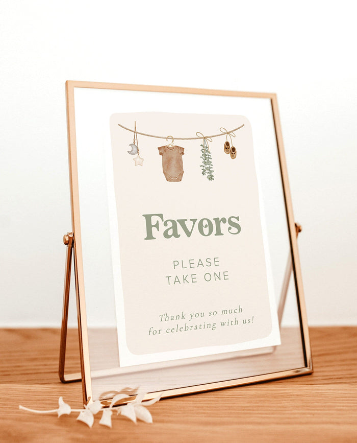 Baby Shower Favors Sign Template | Baby Shower Favors Sign
