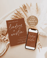 Terracotta Save the Date Template | Minimalist Save the Date Invite