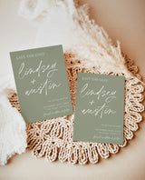 Sage Green Save the Dates | Modern Minimalist Wedding Save the Date