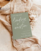 Sage Green Save the Dates | Modern Minimalist Wedding Save the Date