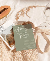 Sage Green Wedding Invitation | Modern Minimalist Wedding Invitation Template