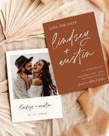 Photo Save the Date Invitation | Modern Terracotta Save the Date