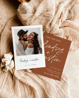 Photo Save the Date Invitation | Modern Terracotta Save the Date