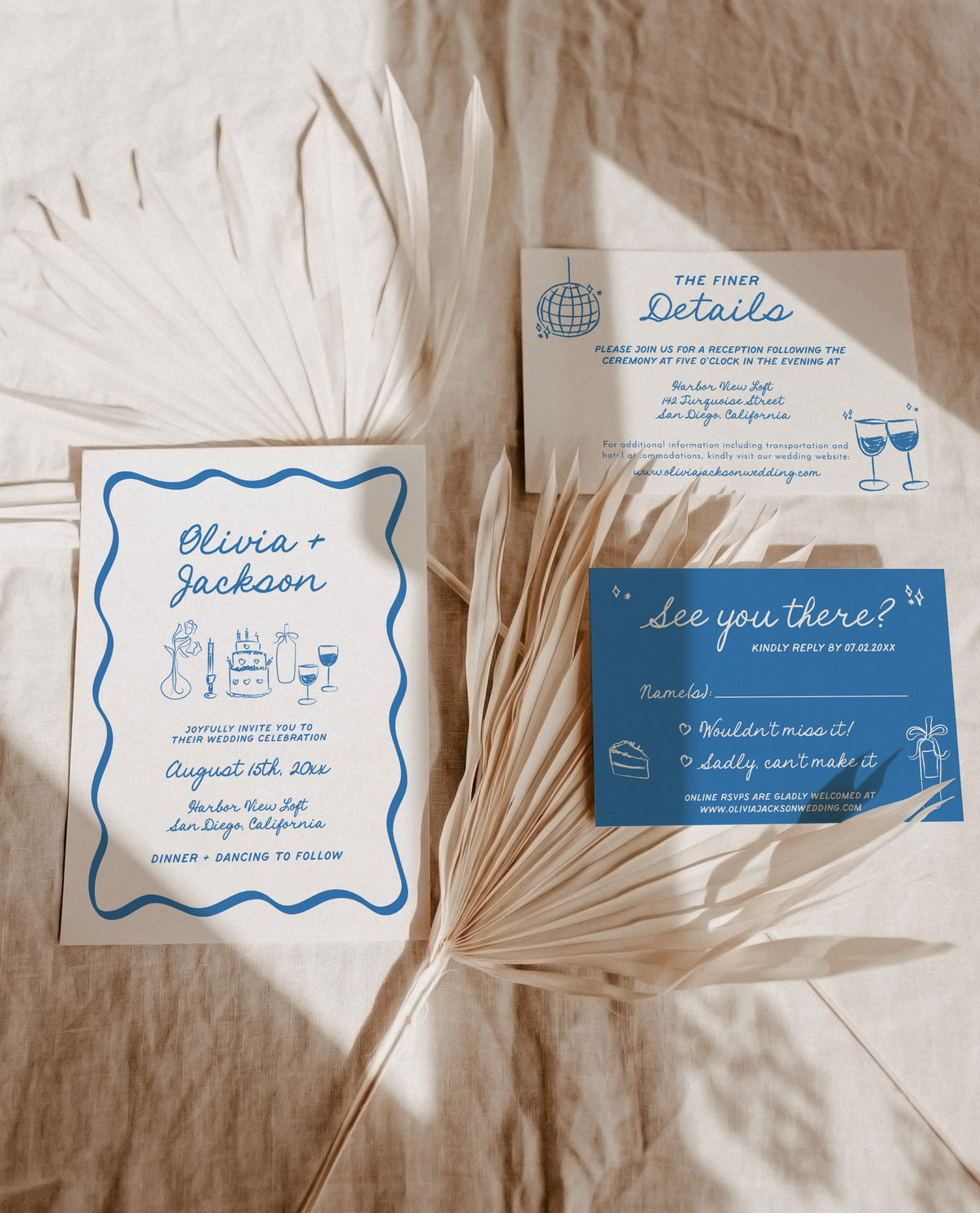 Modern Wedding Invitation Template | Retro Wedding Invite