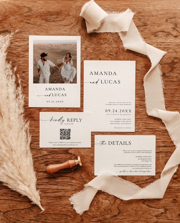 Minimalist Wedding Invitation Template | Modern Wedding Invite