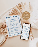 Save the Date Template | Wavy Hand Drawn Save the Date