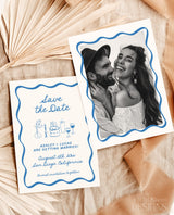 Save the Date Template | Wavy Hand Drawn Save the Date