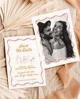 Save the Date Template | Wavy Hand Drawn Save the Date