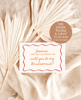 Bridesmaid Proposal Card Template | Will You Be My Bridesmaid