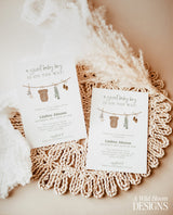 Boy Baby Shower Invitation Template | Sage Green Baby Invite