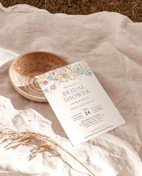 Bridal Shower Invitation Template | Wildflower Bridal Shower Invite | Modern Floral Bridal Shower Invite, Love in Bloom Editable Template W8