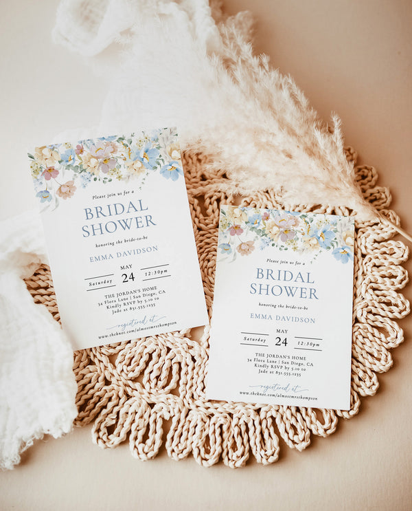 Bridal Shower Invitation Template | Wildflower Bridal Shower Invite | Modern Floral Bridal Shower Invite, Love in Bloom Editable Template W8