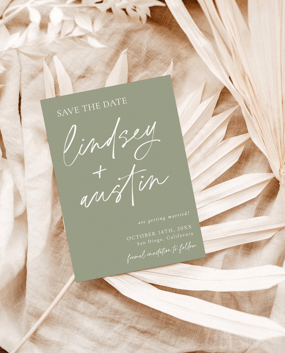Sage Green Save the Dates | Modern Minimalist Wedding Save the Date