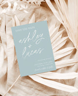 Blue Save the Dates | Modern Minimalist Wedding Save the Date