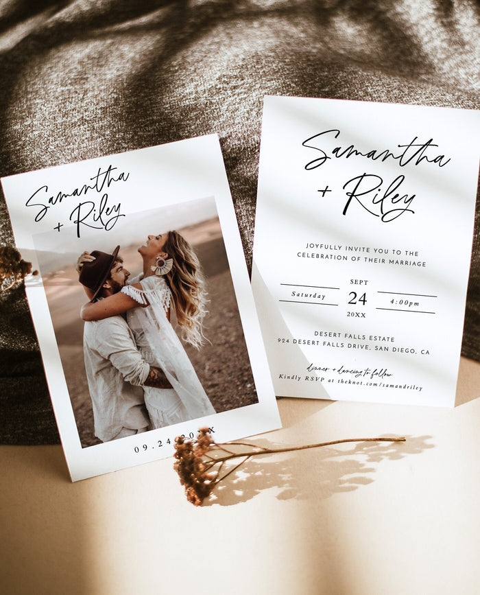 Minimalist Wedding Invitation Template | Editable Minimalist Wedding Invite